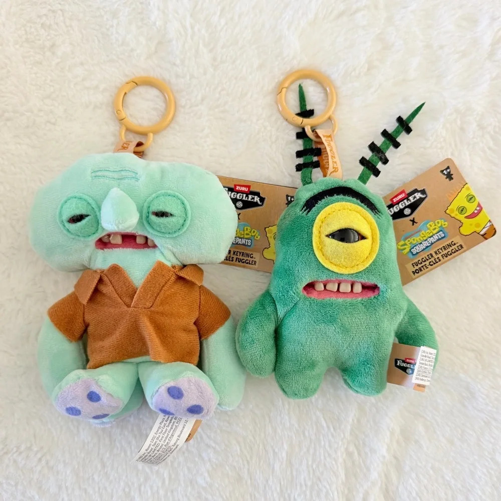 Zuru Fuggler SpongeBob Squarepants Plush Keychain Set - Squidward and Plankton - Picture 1 of 12